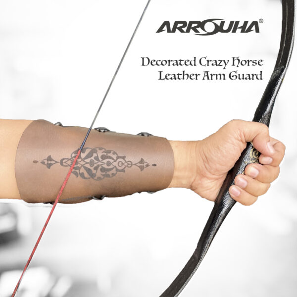 Arrouha Traditional Decorated Crazy Horse Genuine Leather Archery Arm Guard