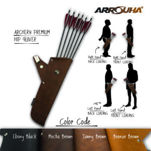 Arrouha Archery Premium Nappa Soft Skin Crazy Horse Hip Quiver for Arrow