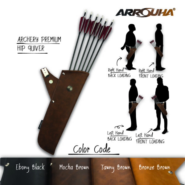 Arrouha Archery Premium Nappa Soft Skin Crazy Horse Hip Quiver for Arrow