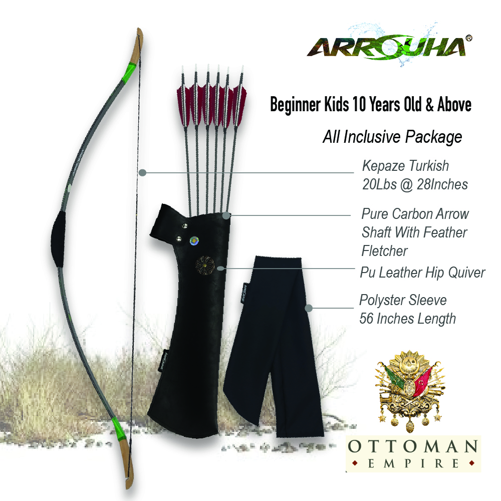 Arrouha Kepaze Turkish Pakej 20lbs Busur Pemula Sukan Tradisional Memanah Sekolah Rendah - Image 4