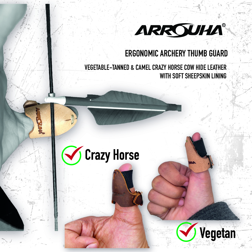 Arrouha Pelapik Ibu Jari Kulit Ergonomik Asli Vegetan Dan Carzy Horse Tebal Untuk Memanah Tradisional