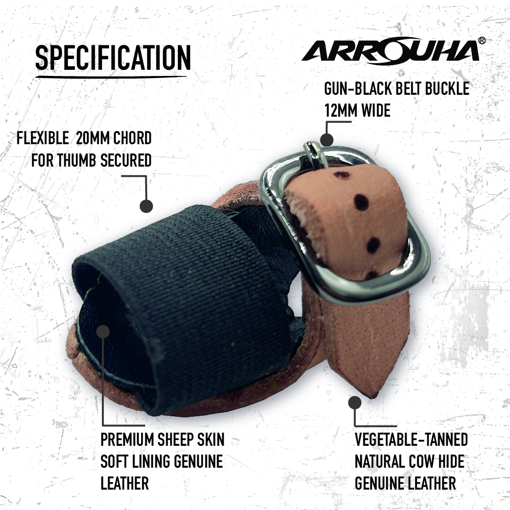 Arrouha Pelapik Ibu Jari Kulit Ergonomik Asli Vegetan Dan Carzy Horse Tebal Untuk Memanah Tradisional - Image 4