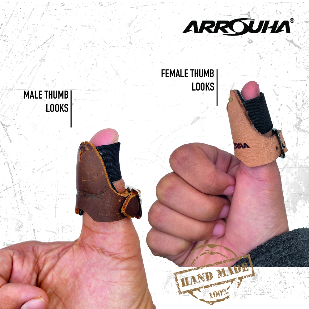 Arrouha Pelapik Ibu Jari Kulit Ergonomik Asli Vegetan Dan Carzy Horse Tebal Untuk Memanah Tradisional - Image 5