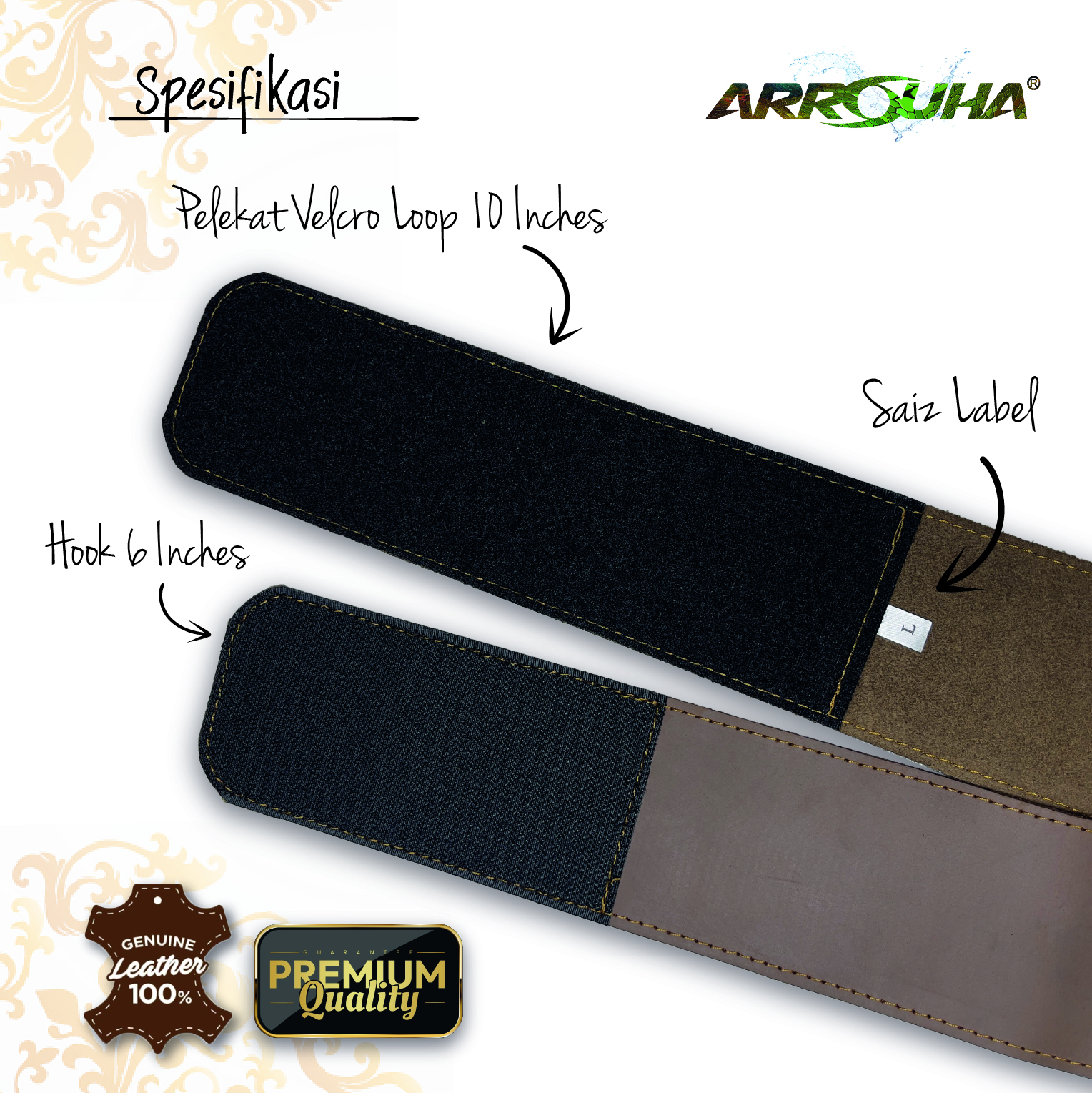 Arrouha Bengkung Silat Tradisional KULIT ASLI Untuk Latihan dan Persembahan 3 dan 4 Inci Mudah Dipakai - Image 5