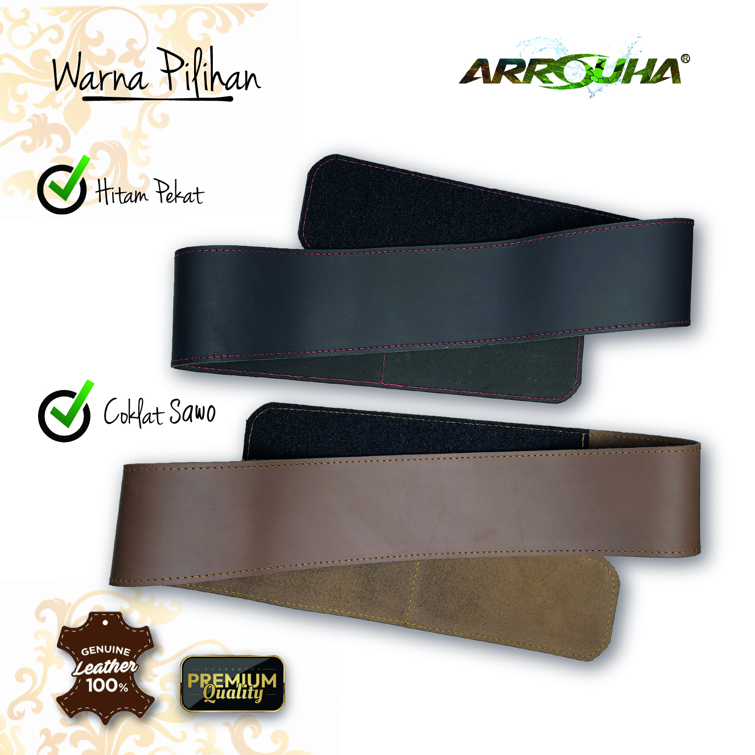 Arrouha Bengkung Silat Tradisional KULIT ASLI Untuk Latihan dan Persembahan 3 dan 4 Inci Mudah Dipakai - Image 6