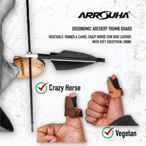 Arrouha Pelapik Ibu Jari Kulit Ergonomik Asli Vegetan Dan Crazy Horse Tebal Untuk Memanah Tradisional