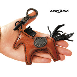 🐎 Arrouha® Handmade Genuine Leather Horse Keychain | Leather Tassel Keyring | Handmade Leather Key Holder