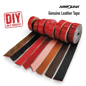ARROUHA® Genuine Leather Tape 15mm x 760mm | DIY Bow Handle Grip Wrap | Self Adhesive Leather Tape | Kulit Asli