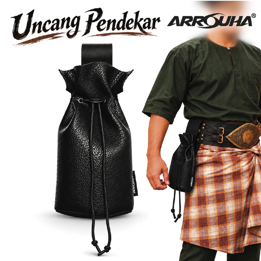 Arrouha® Uncang Pendekar PU Leather | Uncang Pinggang Tradisional Melayu | Aksesori Busana Melayu & Baju Pendekar